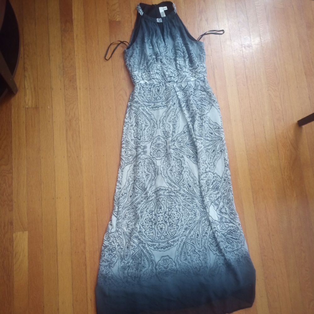 Black and white halter neck dress